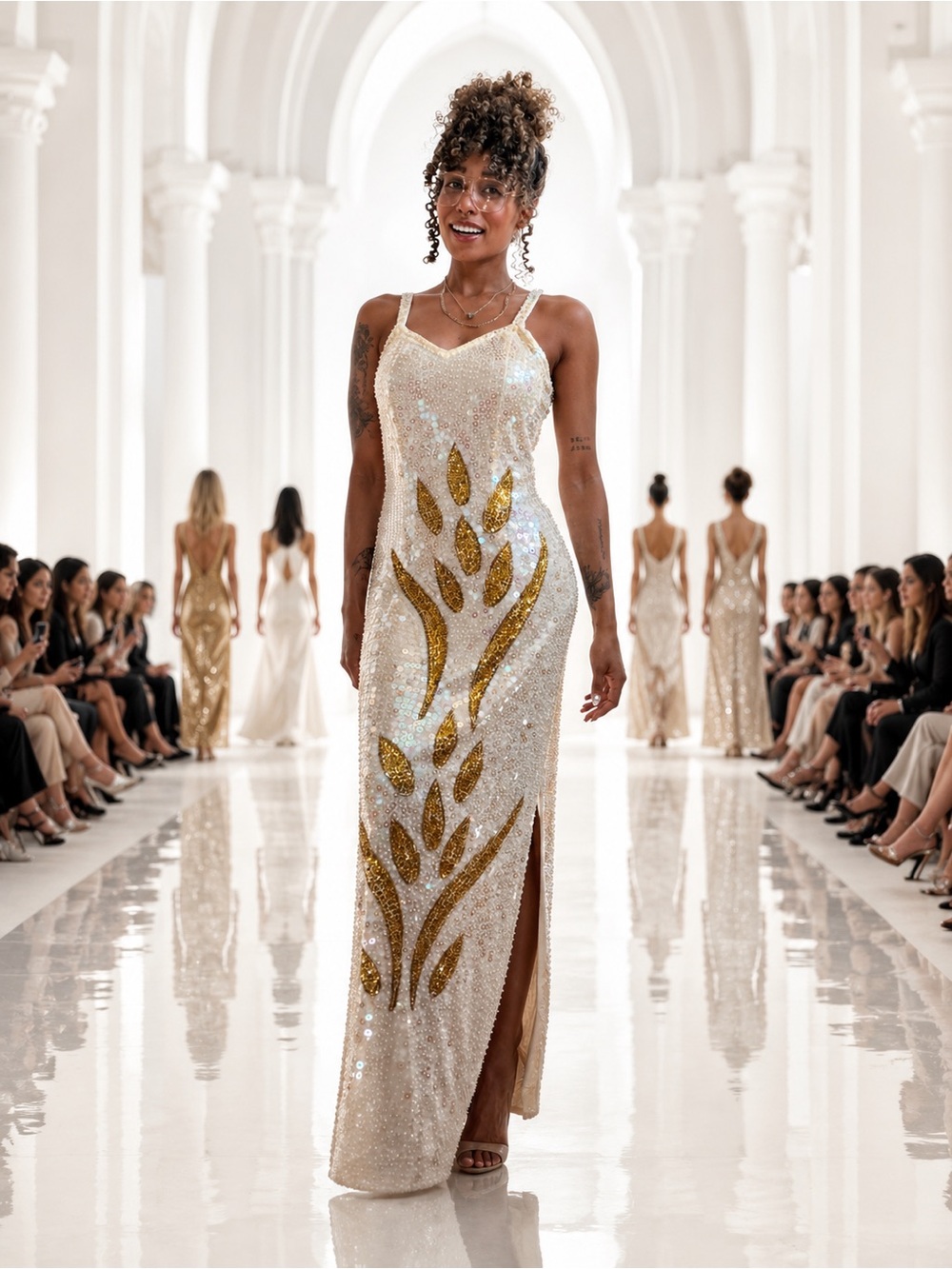 Vintage Gold Leaf Opalescent Couture Gown
